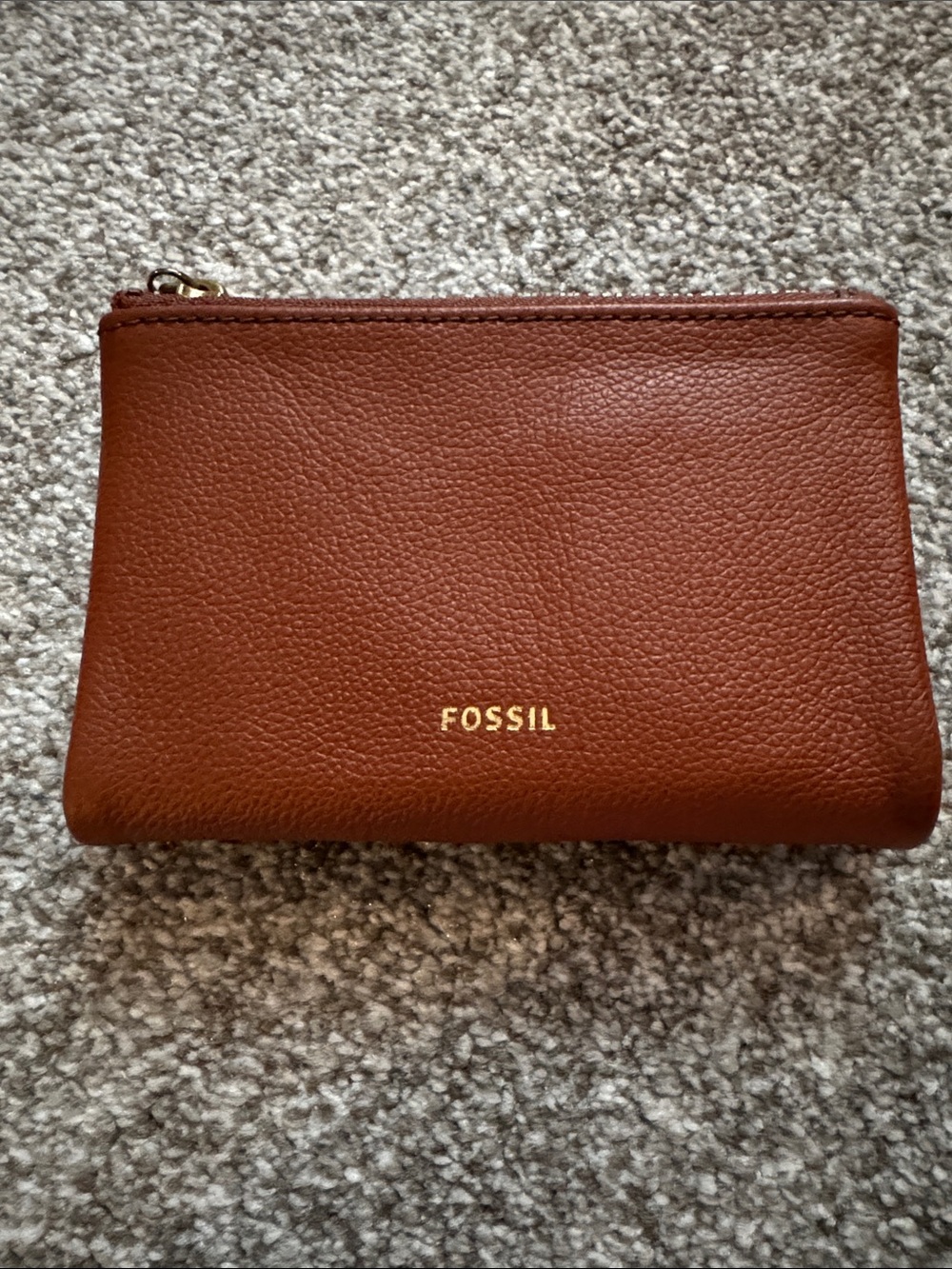 Fossil Chestnut Brown Pebbled Leather Wallet
